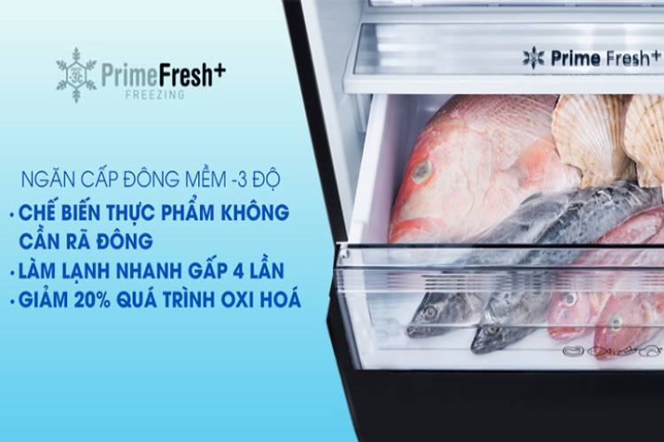 Công nghệ PrimeFresh+ tích hợp trong ngăn đông mềm tủ lạnh Panasonic