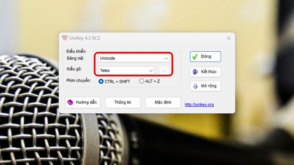 Điều chỉnh bảng mã, kiểu gõ trên phần mềm Unikey