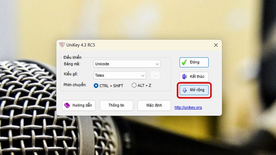 Nhấn chọn Mở rộng sau khi mở bảng điều khiển