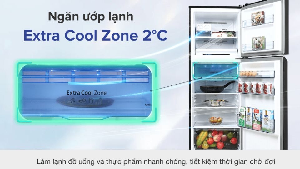 ngăn ướp Extra Cool Zone giữ lạnh thực phẩm ở nhiệt độ 2 độ C