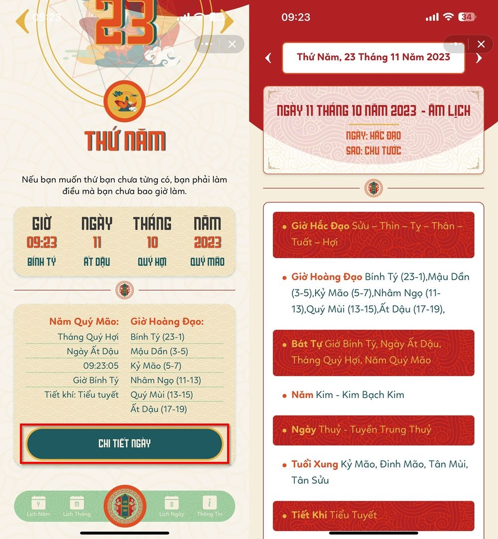 Cách xem lịch phong thuỷ trên Zalo 2