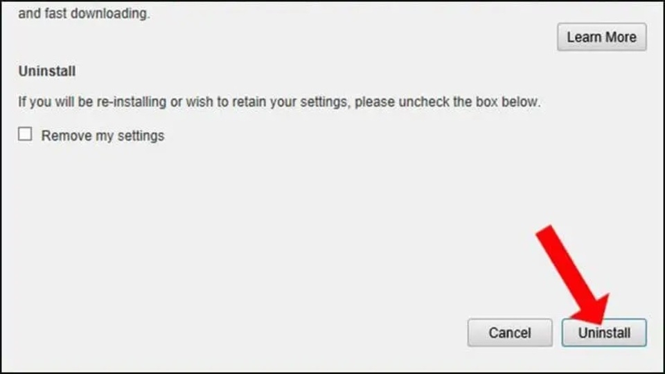 Chọn Next > chọn Uninstall để phần mềm YU bắt đầu gỡ bỏ