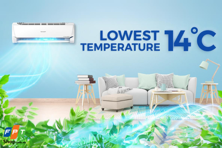 Mức nhiệt thấp nhất trên điều hòa Sharp J-Tech Inverter là 14 độ C