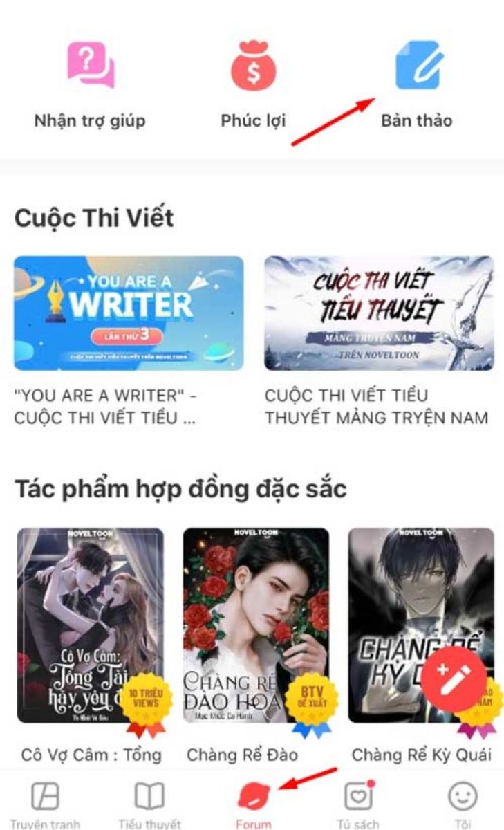 Chọn phần Bản thảo