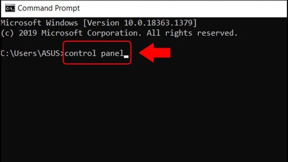 Nhập lệnh Control Panel và nhấn Enter