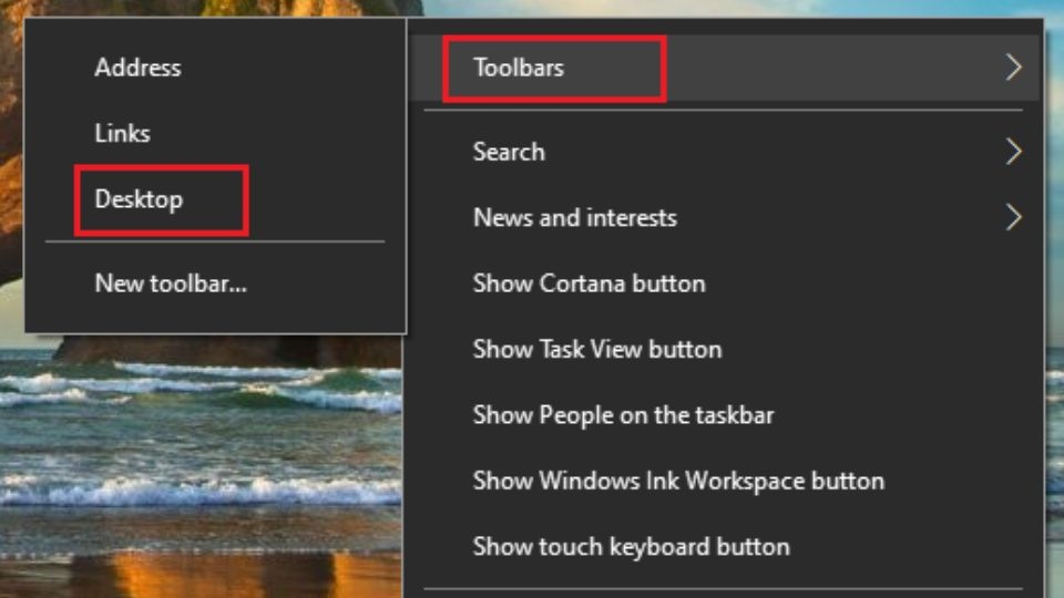 Chọn mục Desktop