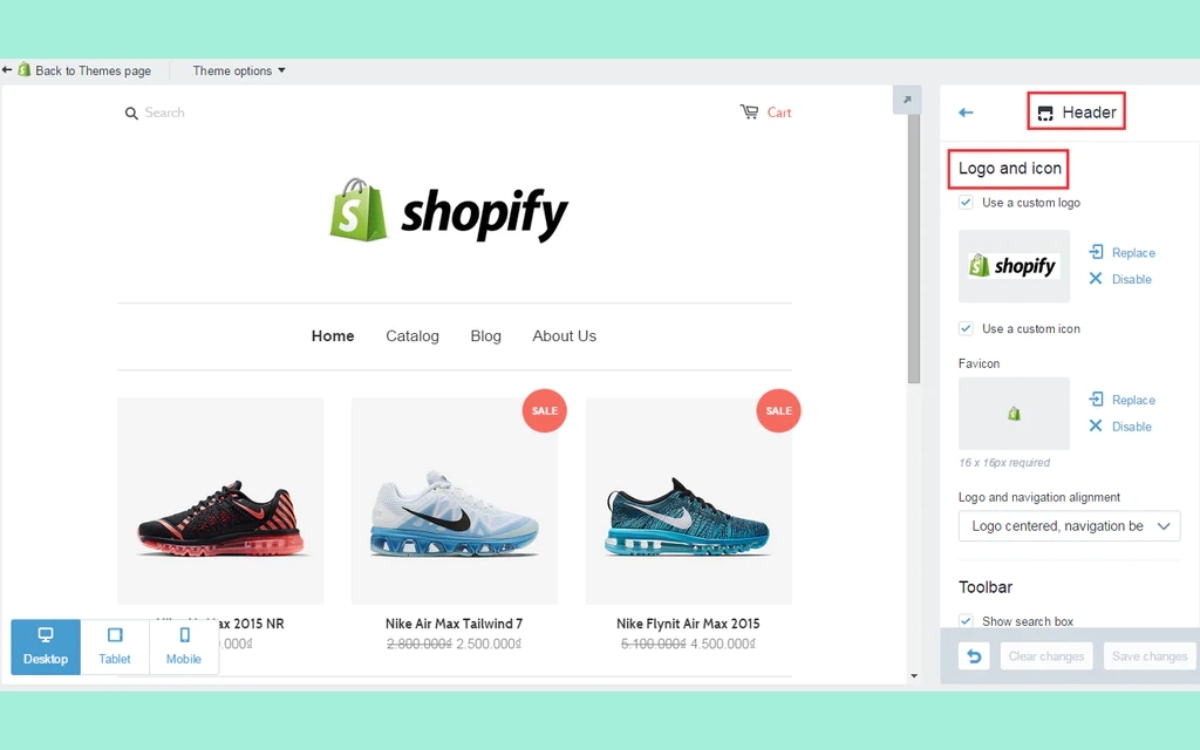 Cài đặt giao diện, logo, slideshow