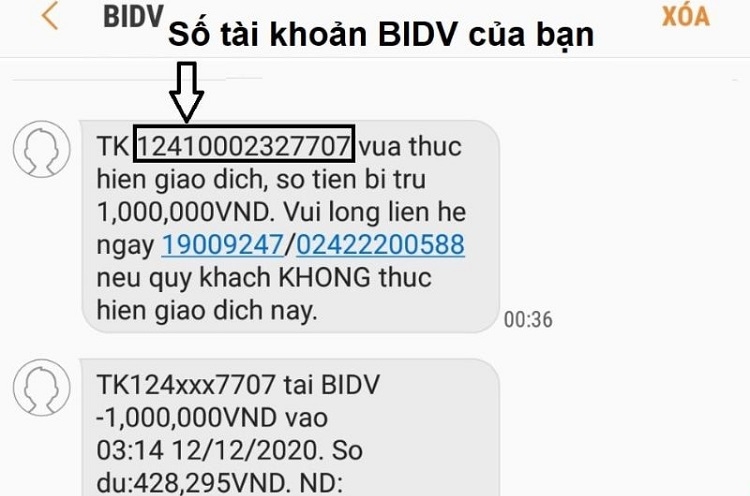 Kiểm tra số tài khoản ngân hàng qua lịch sử SMS Banking