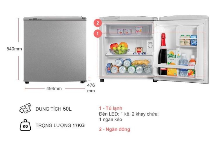 Tủ lạnh có dung tích 50 lít