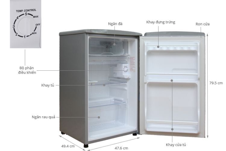 Tủ lạnh 90 lít có chiều cao vượt trội hơn tủ lạnh 50 lít