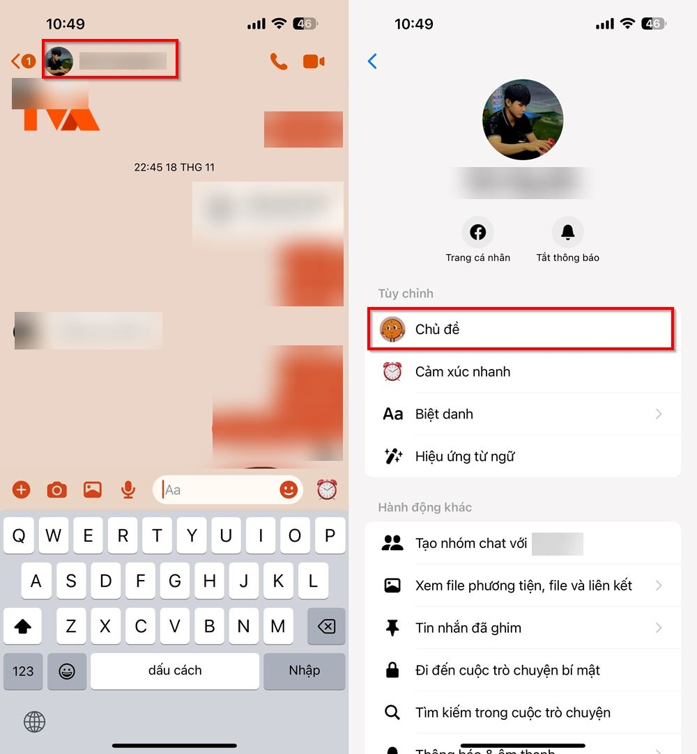 Cách đổi chủ đề trên ứng dụng Messenger 2