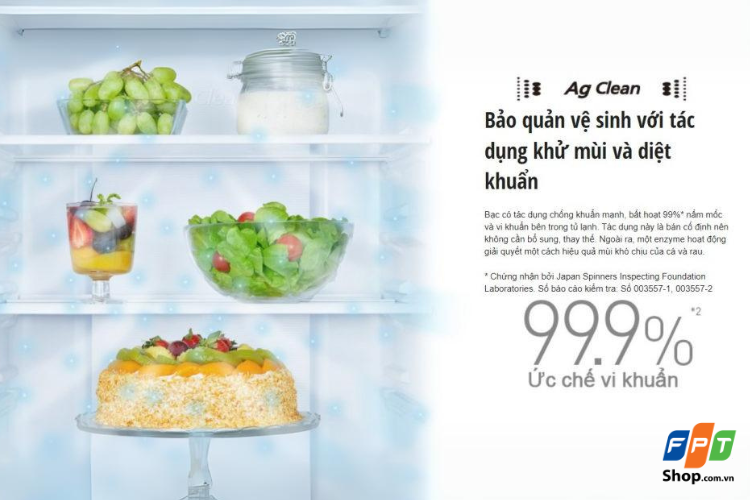 Ag Clean có thể loại bỏ vi khuẩn tới 99,9%
