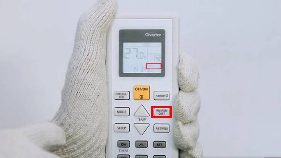 Nút Fan Speed/quite trên điều hoà hỗ trợ chế độ quạt nhẹ nhàng