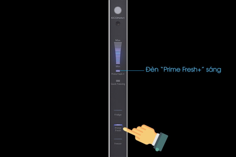 Nhấn nút Prime Fresh trên tủ lạnh Panasonic để sử dụng