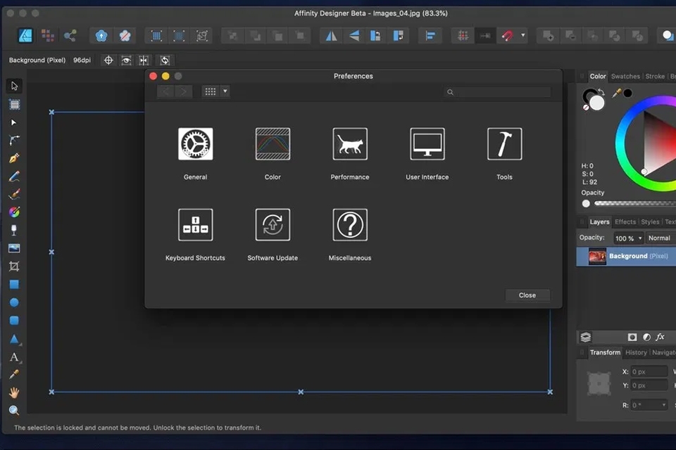 Phần mềm thiết kế bảng hiệu Affinity Designer.