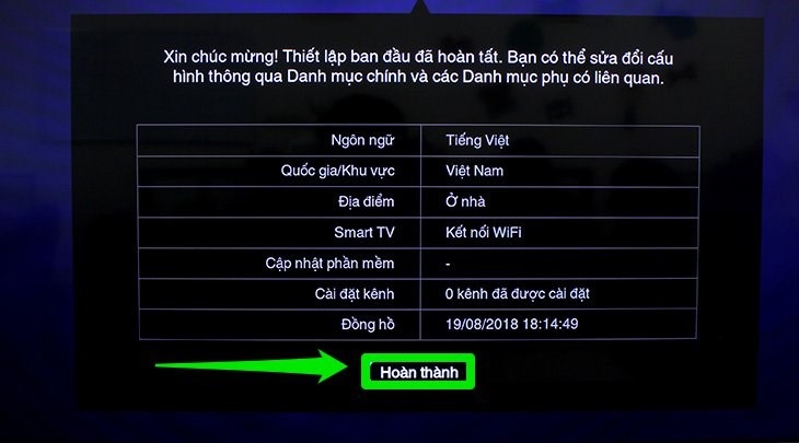 Chọn Hoàn thành để hoàn tất quá trình