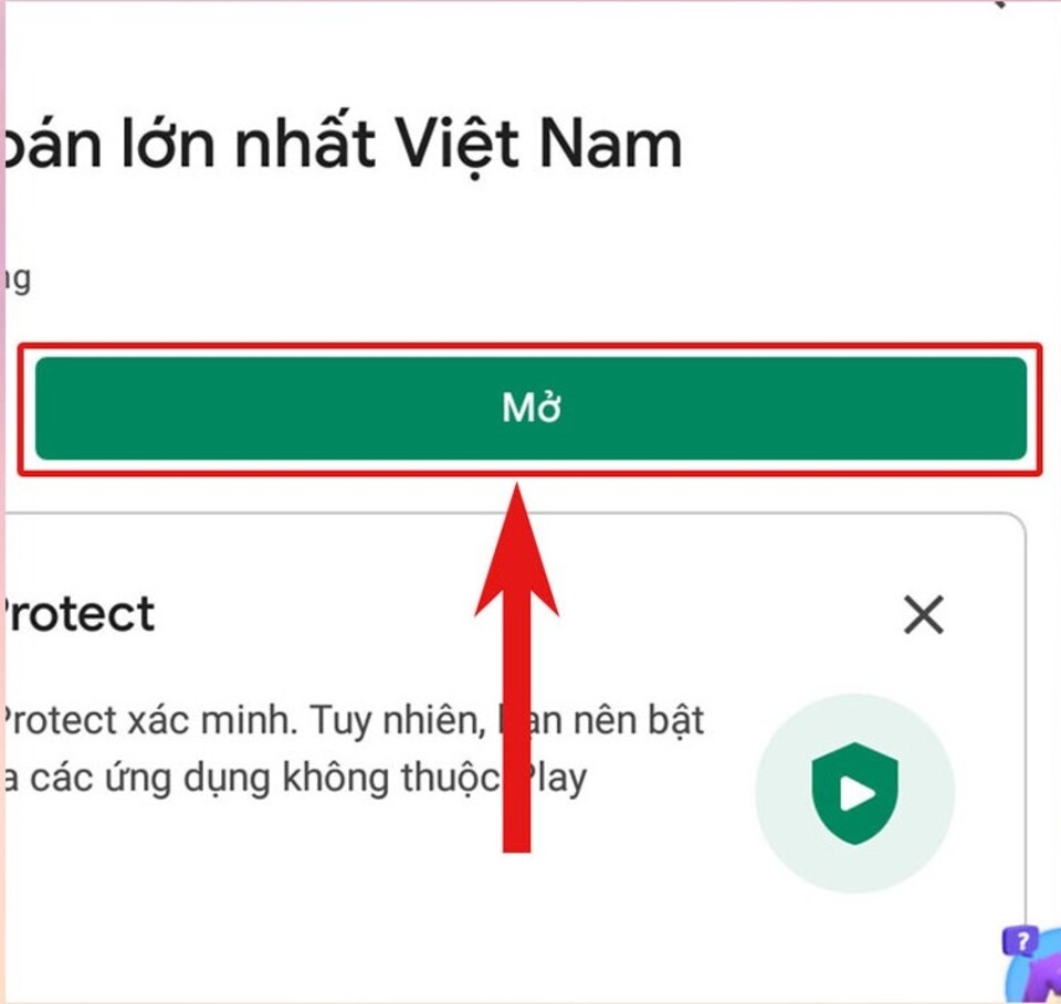 Nhấn chọn "Mở" để sử dụng ứng dụng Qanda