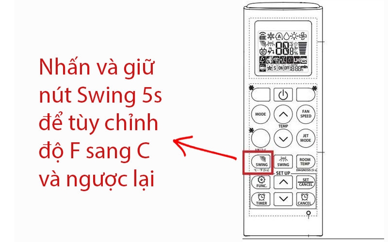 ách chuyển độ F sang độ C trên máy lạnh L hình 5