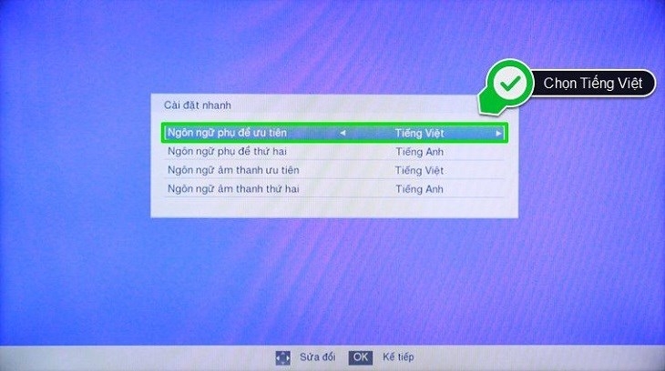 Lựa chọn ngôn ngữ phụ đề ưu tiên là Tiếng Việt hoặc Tiếng Anh