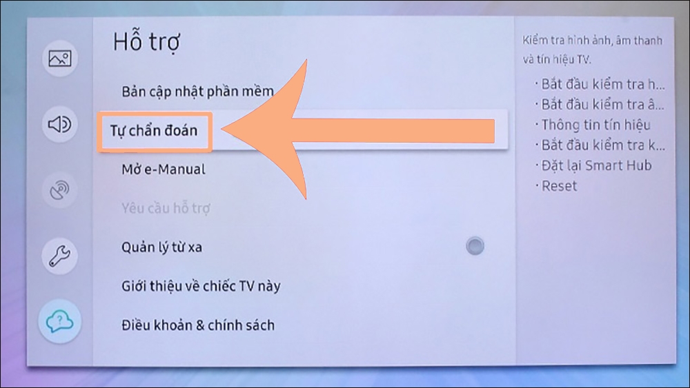 chọn xuống mục Tự chẩn đoán