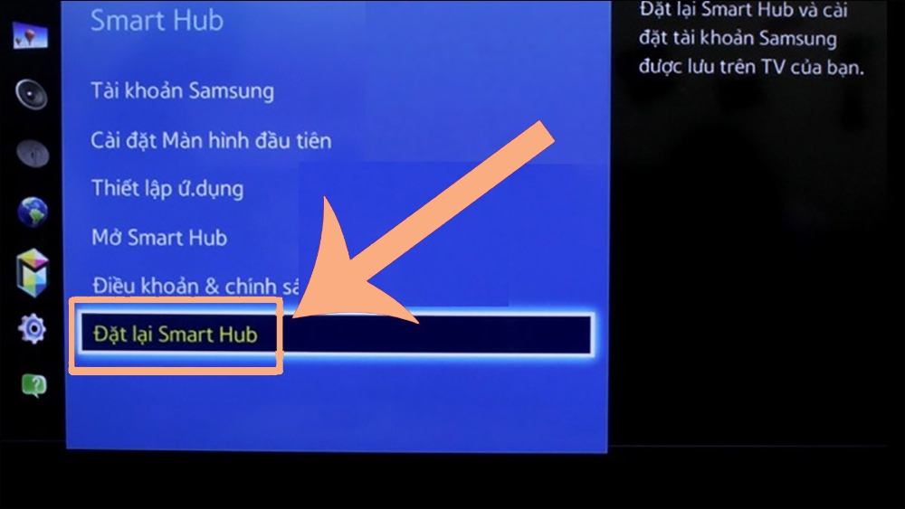 chọn vào mục đặt lại Smart Hub