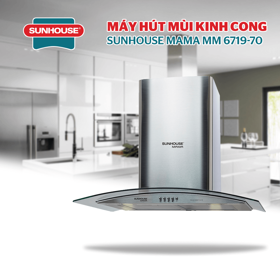 Máy hút mùi âm tủ Sunhouse với thiết kế gọn gàng, tinh tế