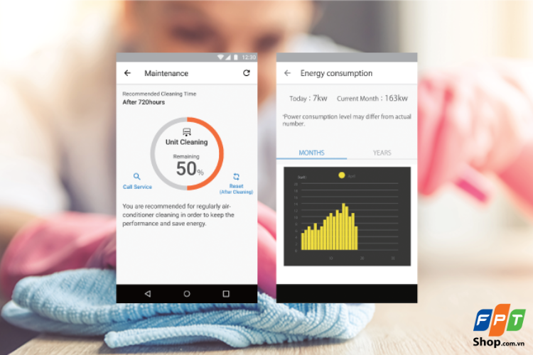 Bạn hoàn toàn có thể kiểm tra lượng điện năng tiêu thụ và tình trạng của điều hòa với AIoT