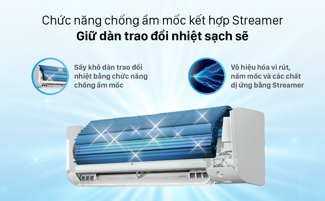 Chức năng chống ẩm mốc kết hợp với công nghệ Streamer