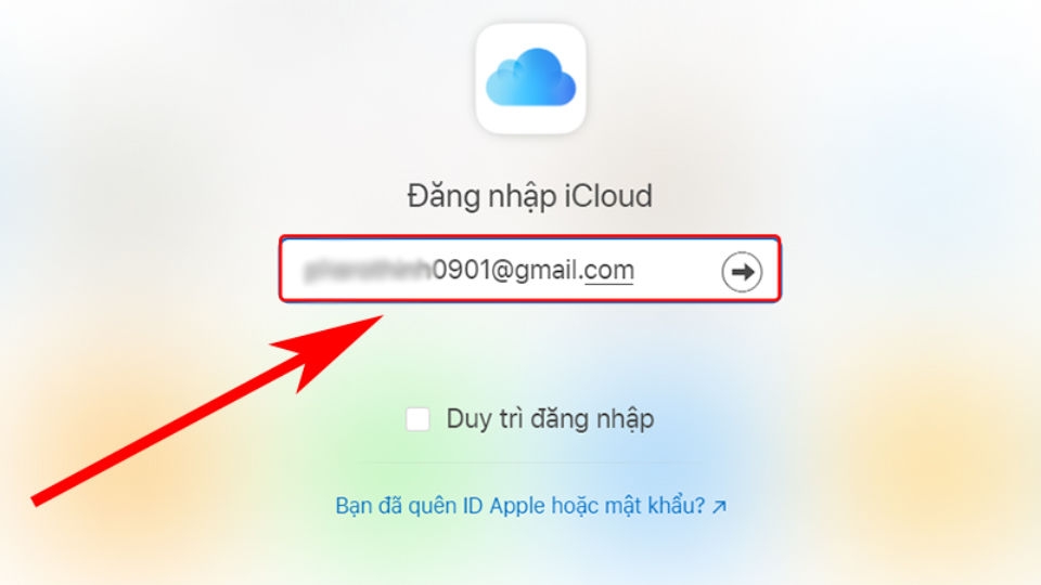Tìm tài khoản iCloud bằng cách thử những email đã từng sử dụng