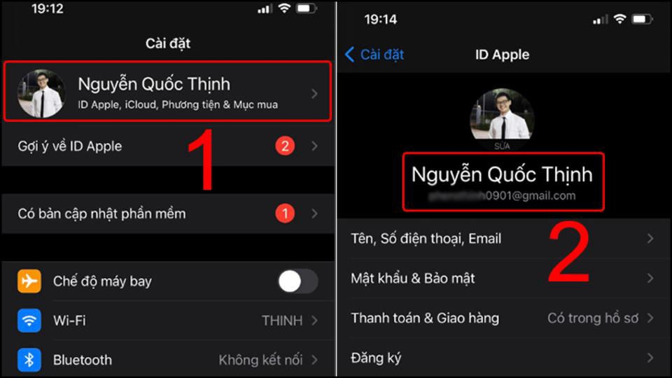 Thông tin tài khoản iCloud hiển thị ngay trên ứng dụng Cài đặt của thiết bị