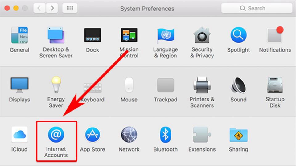 Xem thông tin tài khoản iCloud qua mục Internet Accounts