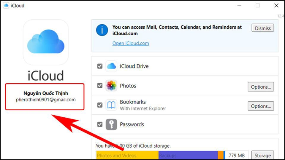 Xem thông tin tài khoản iCloud qua phần mềm trên máy tính