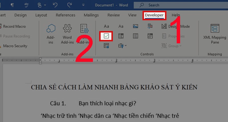 Cách làm phiếu khảo sát Word 4
