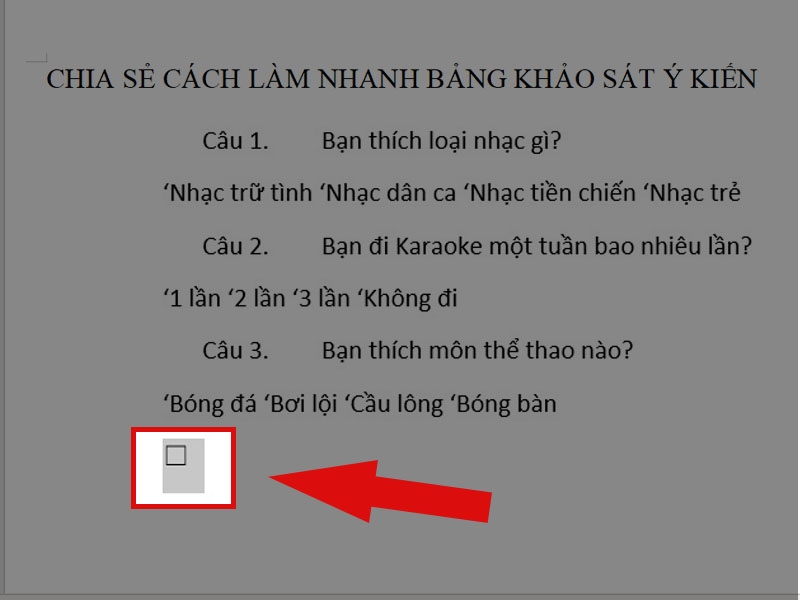 Cách làm phiếu khảo sát Word 3