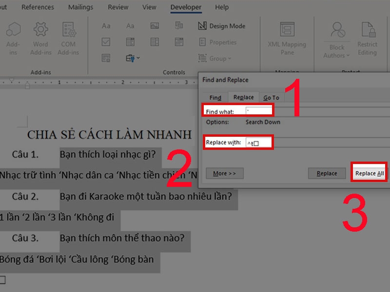 Cách làm phiếu khảo sát Word 2