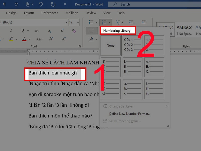 Cách làm phiếu khảo sát Word 13