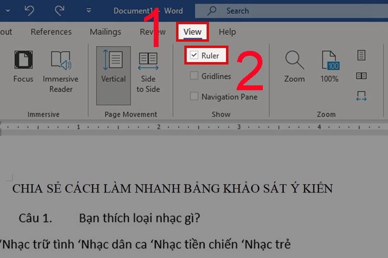 Cách làm phiếu khảo sát Word 9