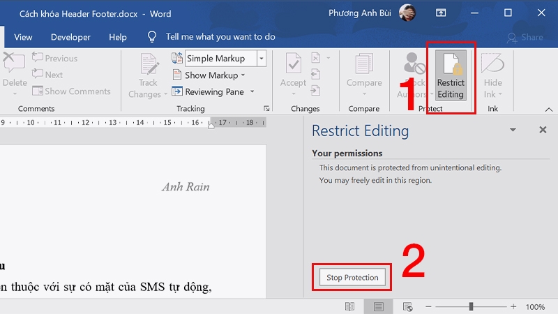 Cách khóa header và Footer trong Word cực nhanh chóng và dễ làm