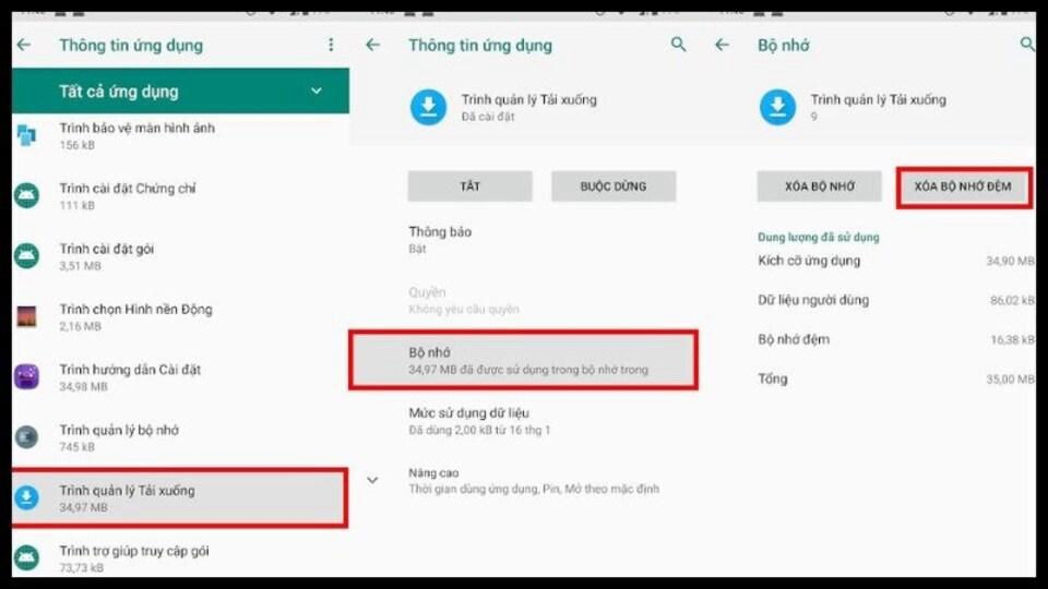 Thực hiện xóa bộ nhớ đệm để sửa lỗi không tải được ứng dụng trên CH Play