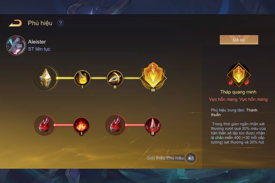 Phù hiệu phù hợp cho Aleister