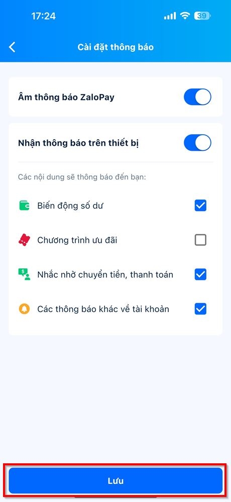 Cách tắt thông báo quảng cáo trên ứng dụng ZaloPay 3