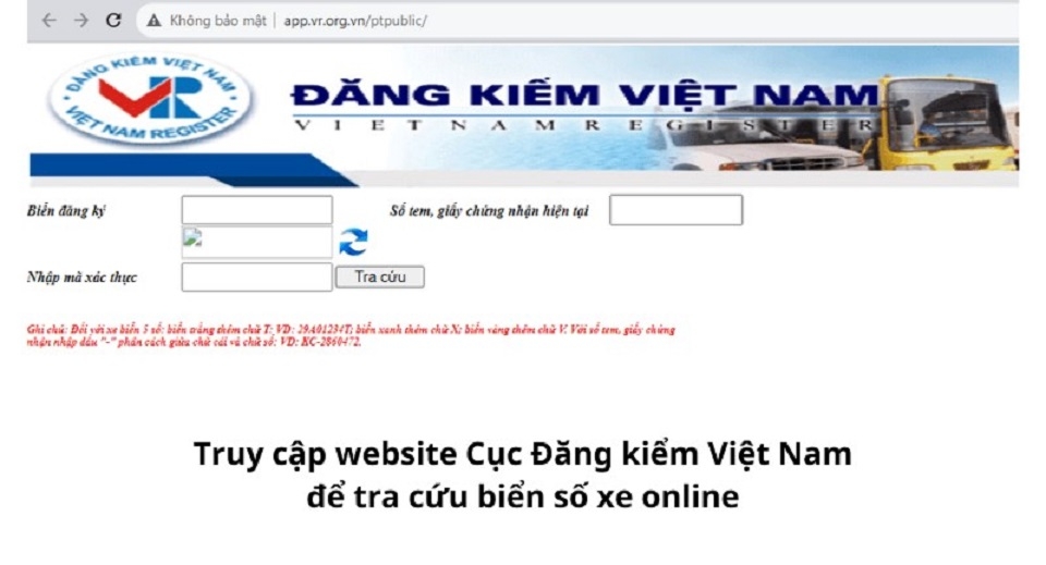 Hướng dẫn tra cứu biển số xe online bước 1