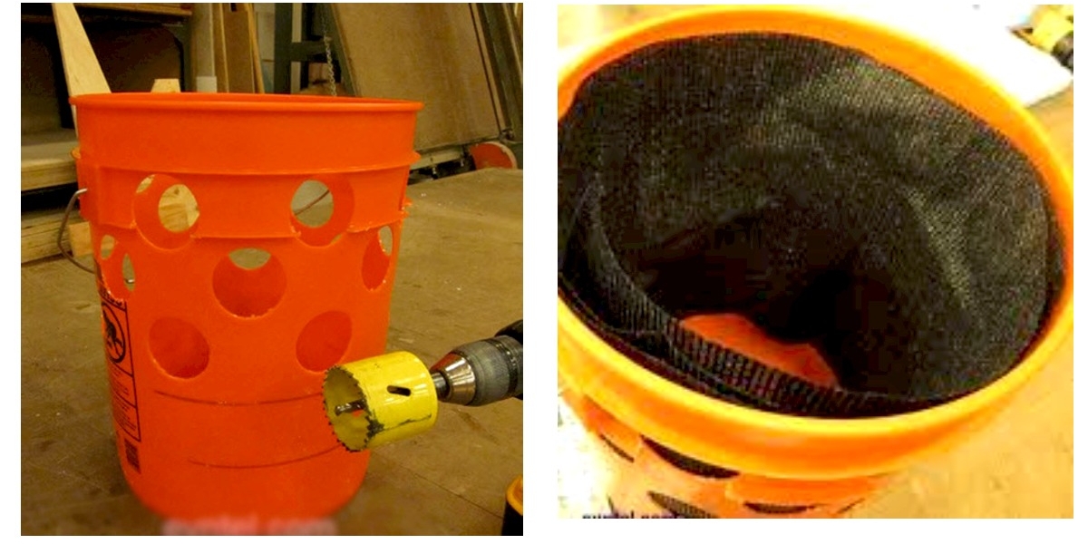 Tiến hành khoan những lỗ tròn trên bề mặt thùng sơn