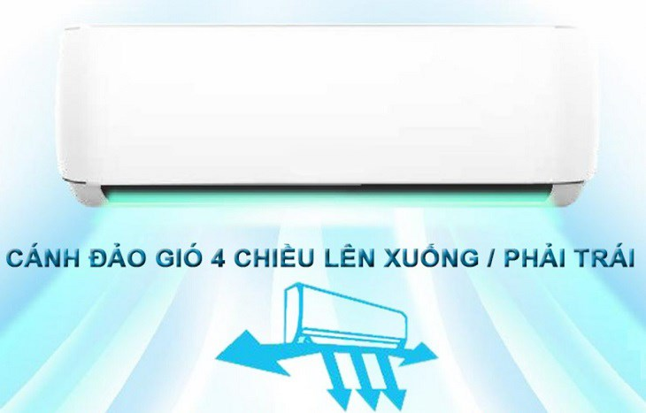 Cánh đảo gió 4 chiều giúp tỏa đều hơi lạnh khắp không gian phòng
