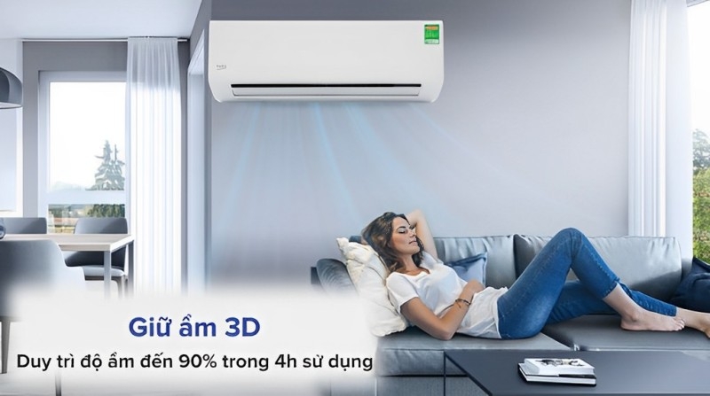 Giữ ẩm 3D giúp không khí duy trì độ ẩm đến 90% trong vòng 4 giờ sử dụng