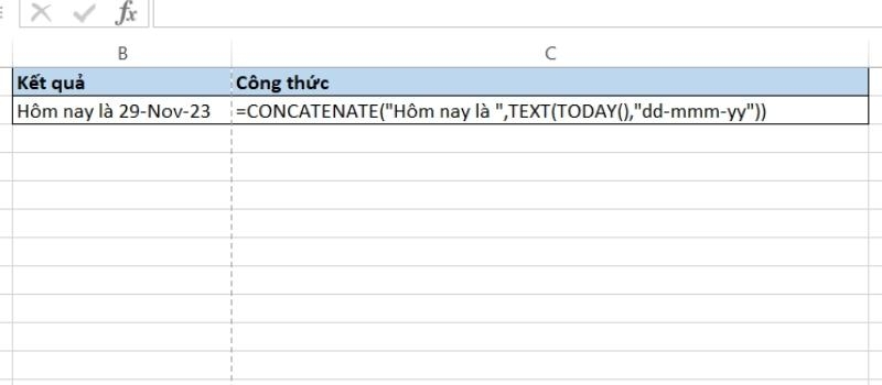 Nối chuỗi văn bản với công thức khác