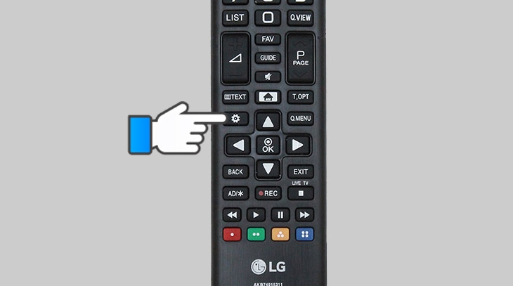 Nhấn vào nút cài đặt trên điều khiển tivi LG