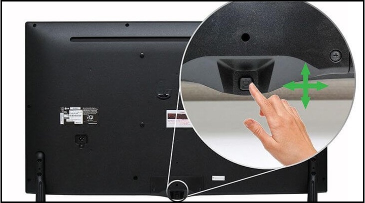 Nhấn vào phím cứng đằng sau tivi