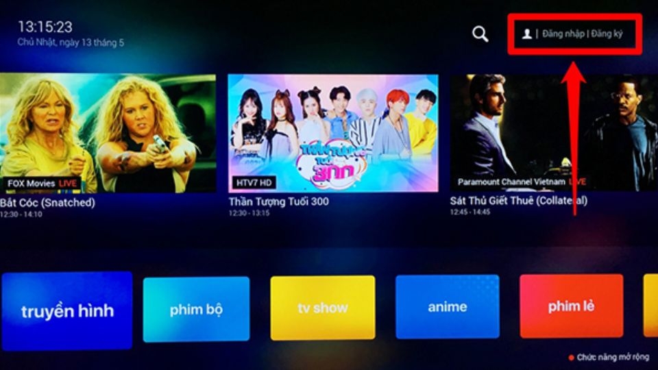 Sau khi tải về, hãy đăng nhập tài khoản FPT Play để xem được nhiều tính năng hơn