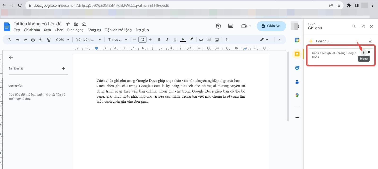 chèn ghi chú trong Google Docs (ảnh 10)